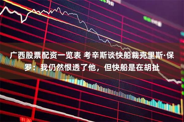 广西股票配资一览表 考辛斯谈快船裁克里斯·保罗：我仍然恨透了他，但快船是在胡扯